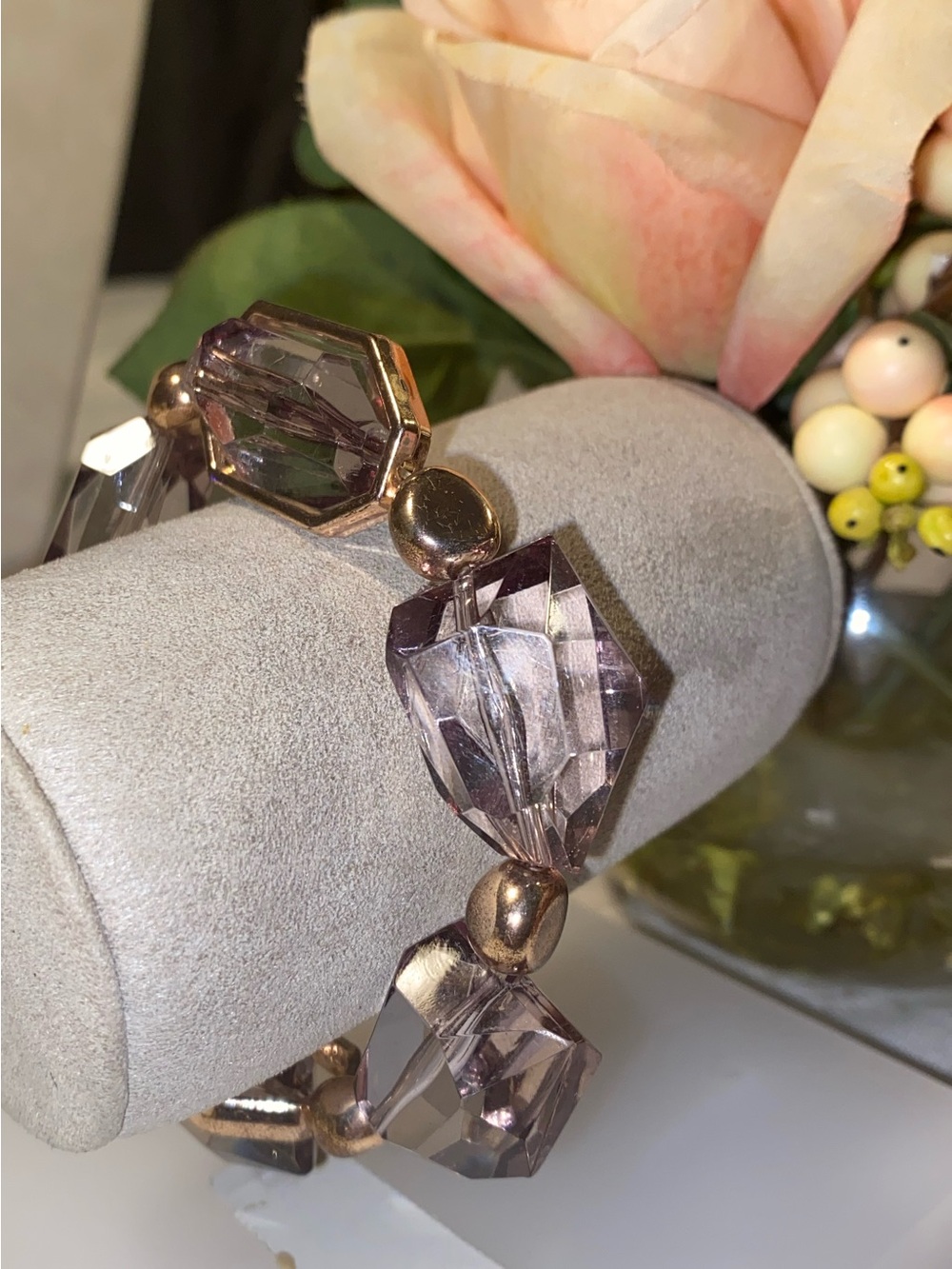 New York & Co Faceted Crystal Chunky Stretch Bracelet